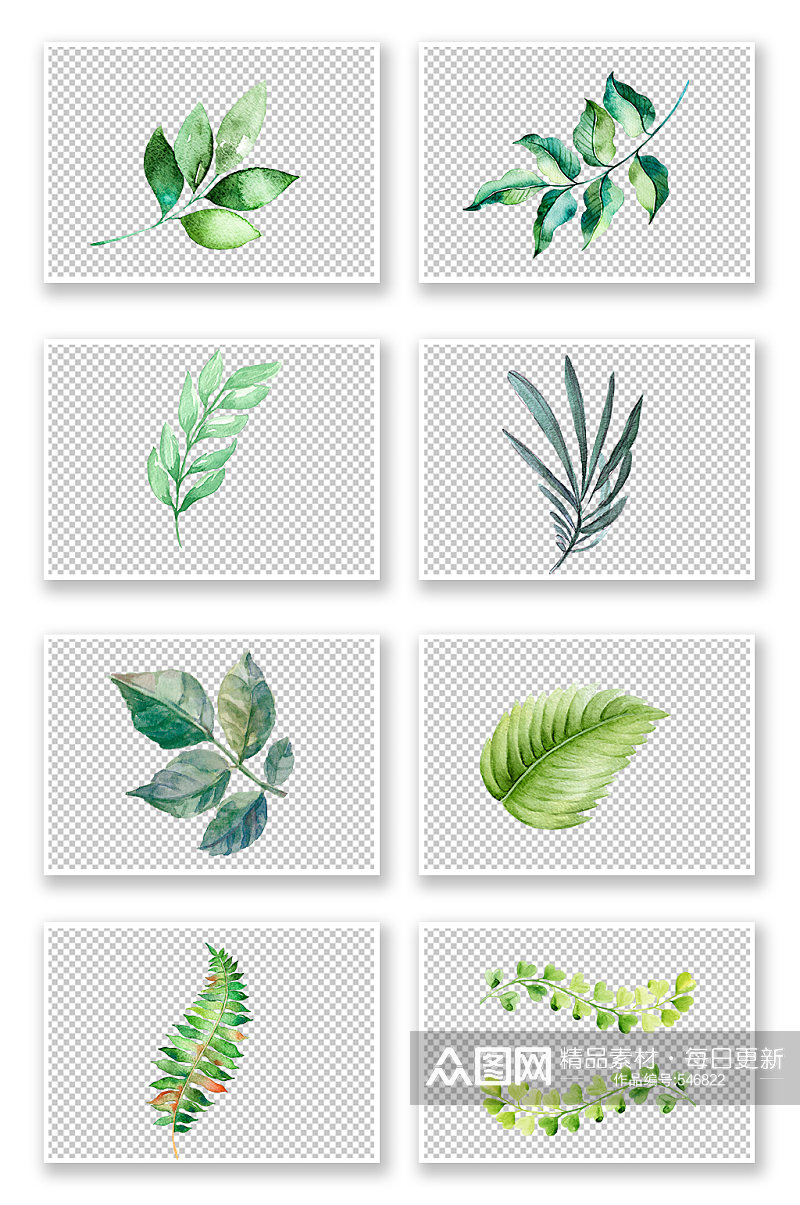 植物水彩绿叶叶子素材素材
