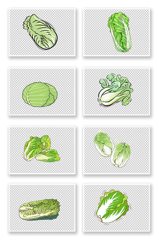 蔬菜合集手绘白菜元素