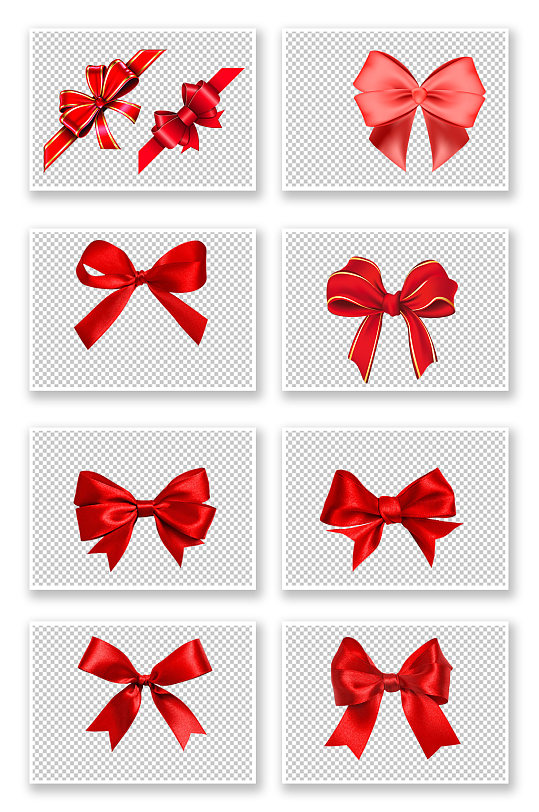 卡通红色蝴蝶结元素