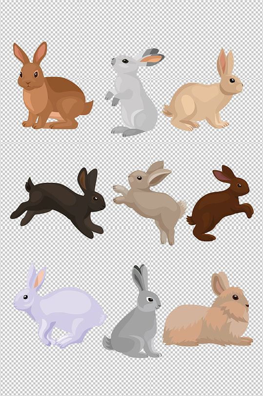 卡通野兔小白兔兔子动物素材