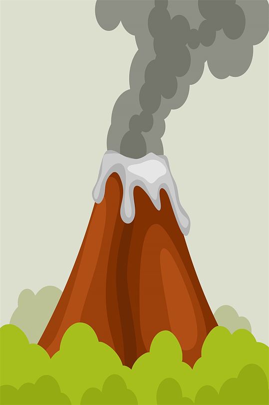 卡通手绘火山插画背景