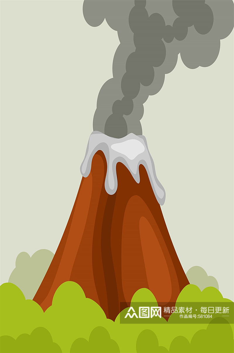 卡通手绘火山插画背景素材