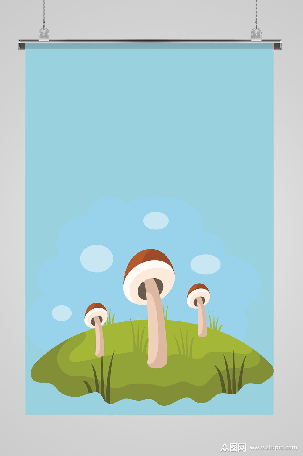 小清新蘑菇风景插画背景模板下载-编号597978-众图网