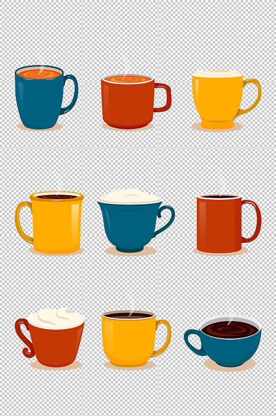 彩色杯装咖啡矢量素材