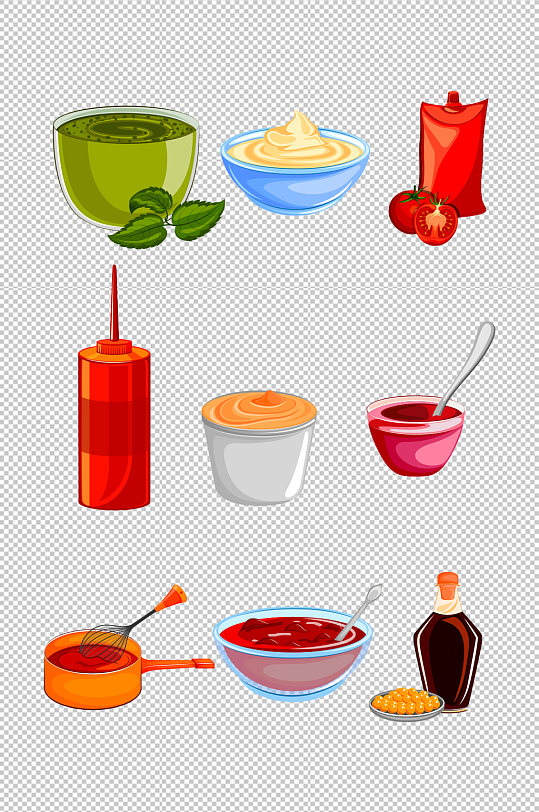 红色美食调料沾料设计