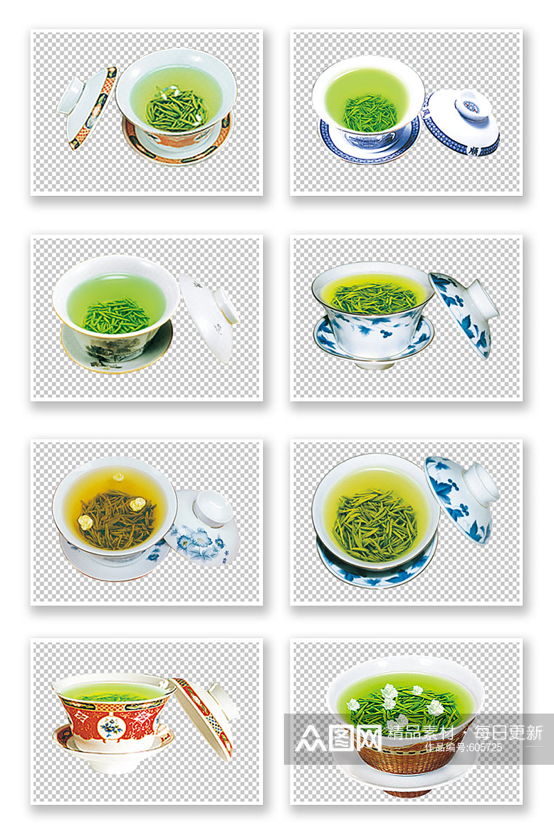 茶具茶杯绿茶PNG元素素材