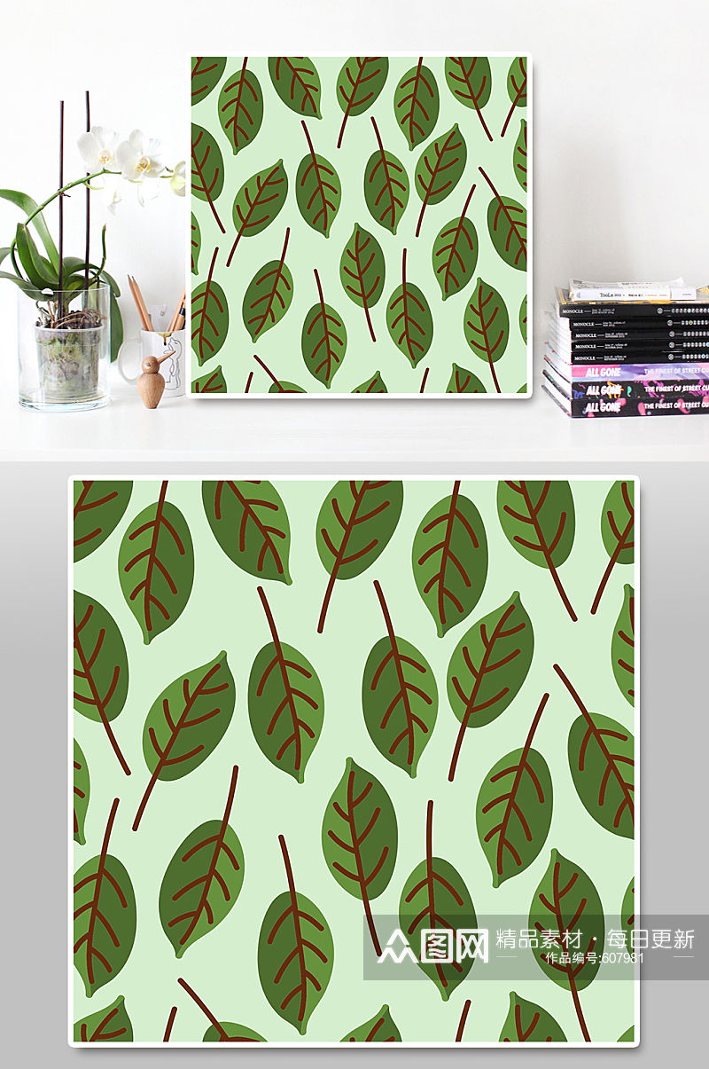 绿色手绘植物背景设计素材