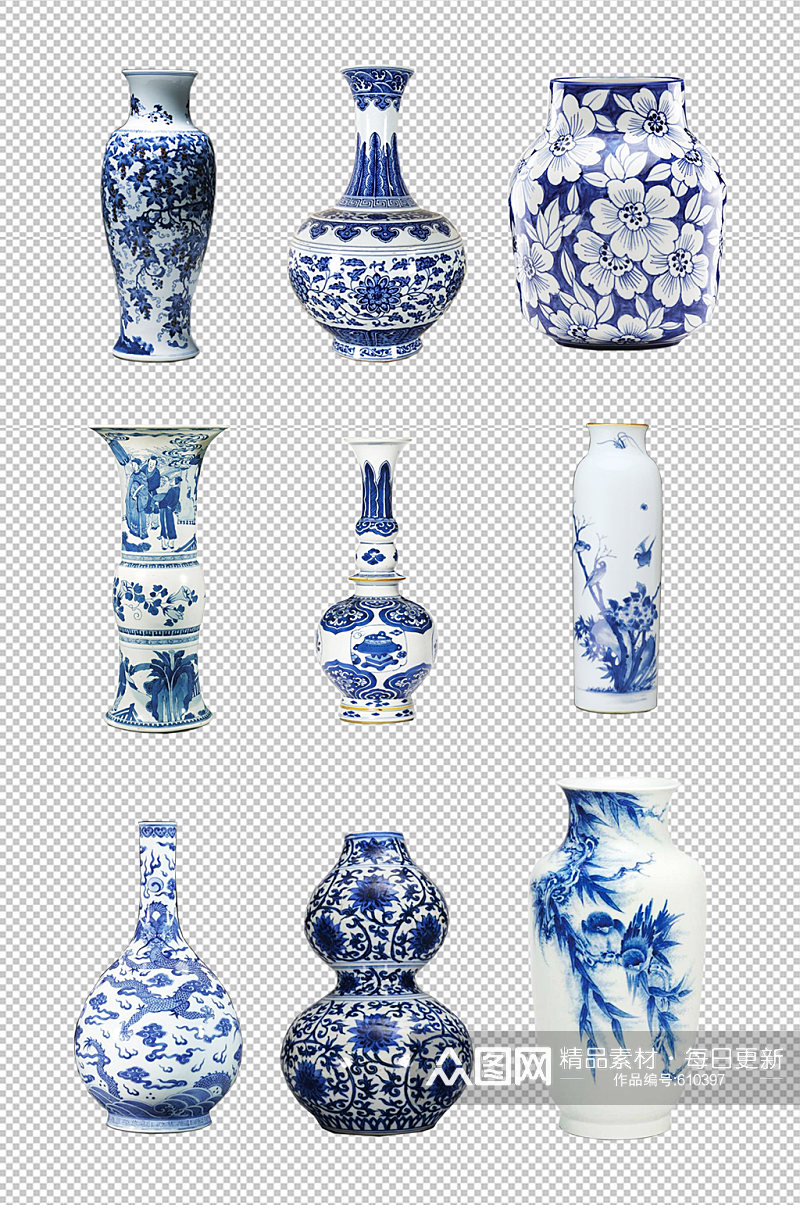 青花瓷陶瓷花瓶瓷瓶素材
