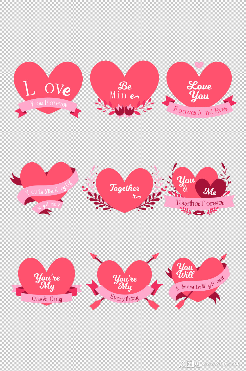 浪漫情人节心形爱心标签素材