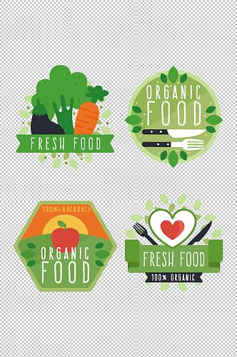绿色美食标签餐饮元素 春季电商元素