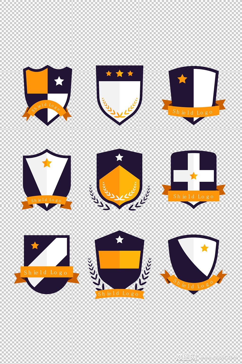 简约徽章标签飘带素材