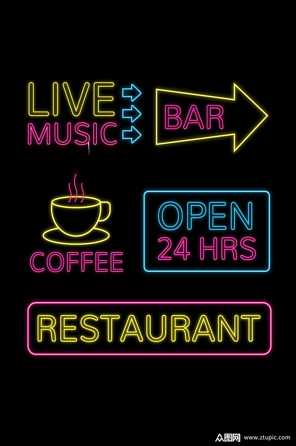 卡通霓虹灯效果招牌模板下载-编号623454-众图网