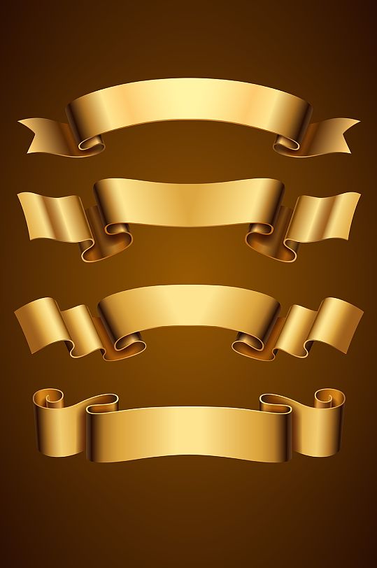 金色飘带促销标签素材-众图网