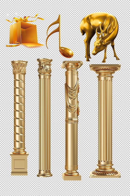 金色柱子金色工艺品摆件