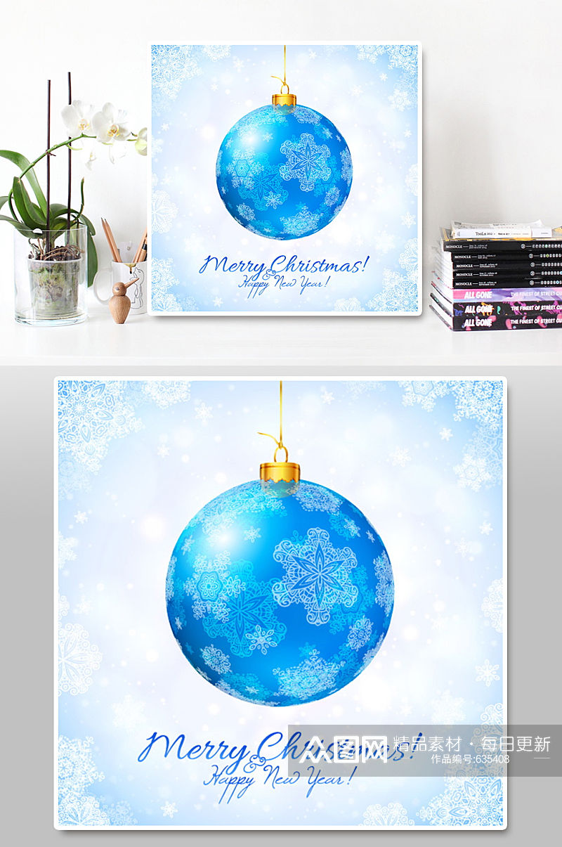 蓝色雪花圣诞背景素材素材