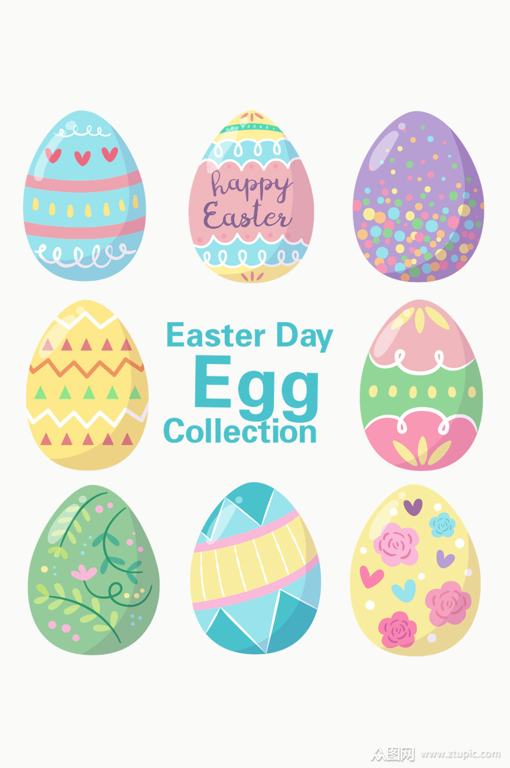 手绘复活节彩蛋矢量元素