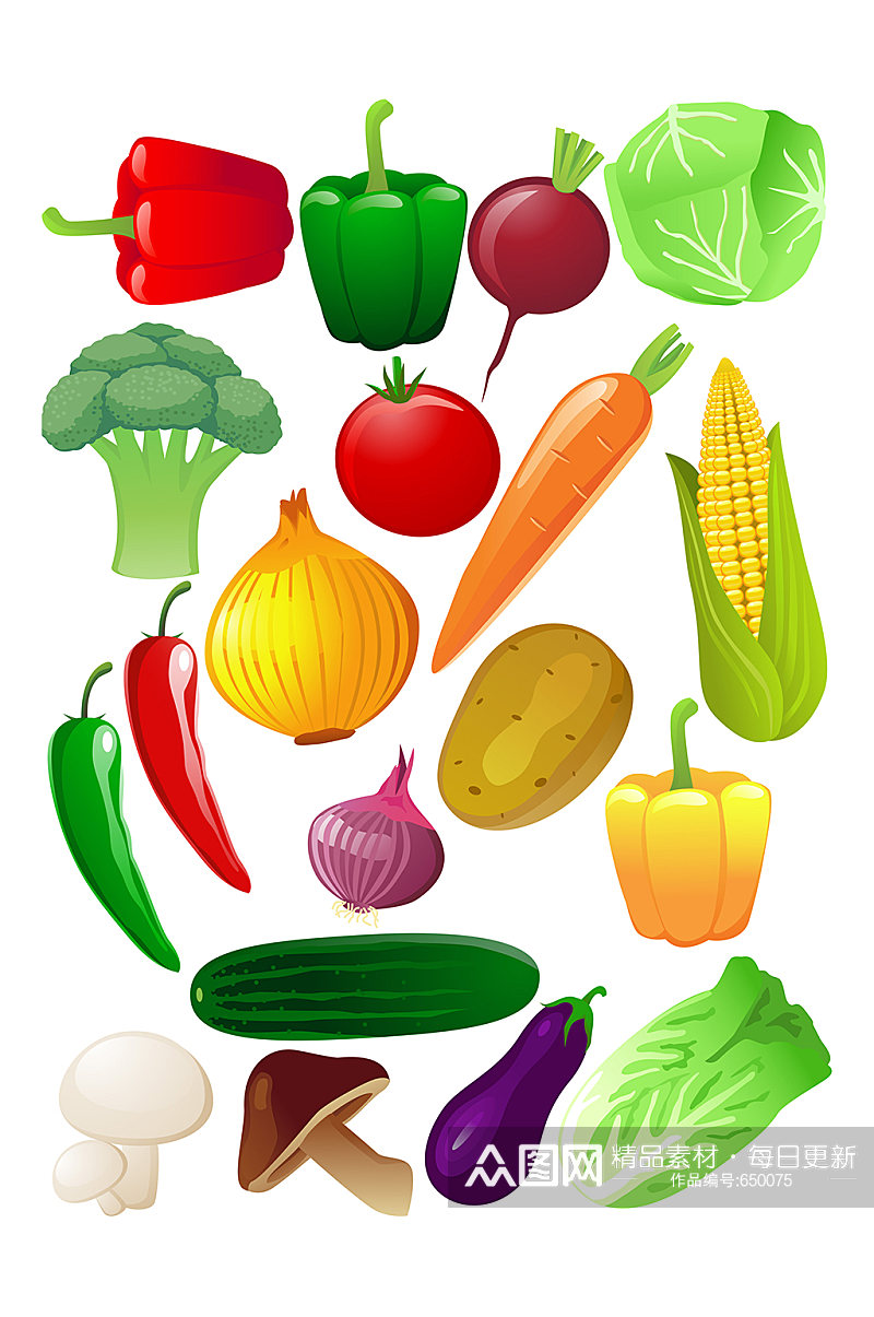 绿色手绘蔬菜素材矢量素材