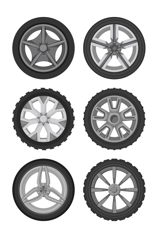 精美橡胶轮胎矢量图