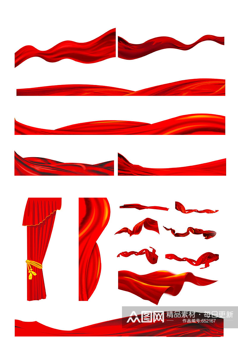 党建红色飘带丝绸素材素材