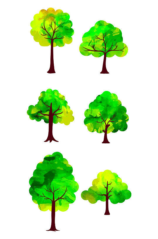 手绘树绿植绿树免抠素材 大树矢量图