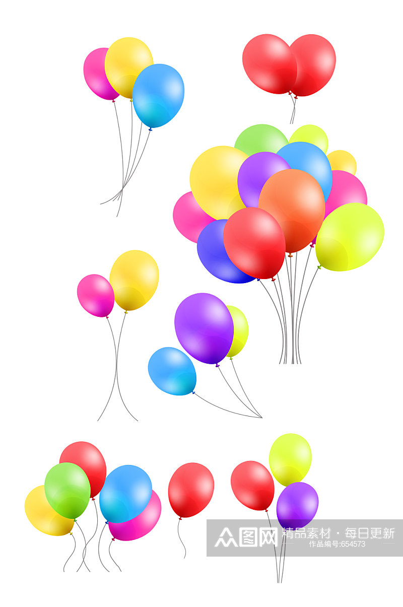 节日手绘彩色气球素材素材