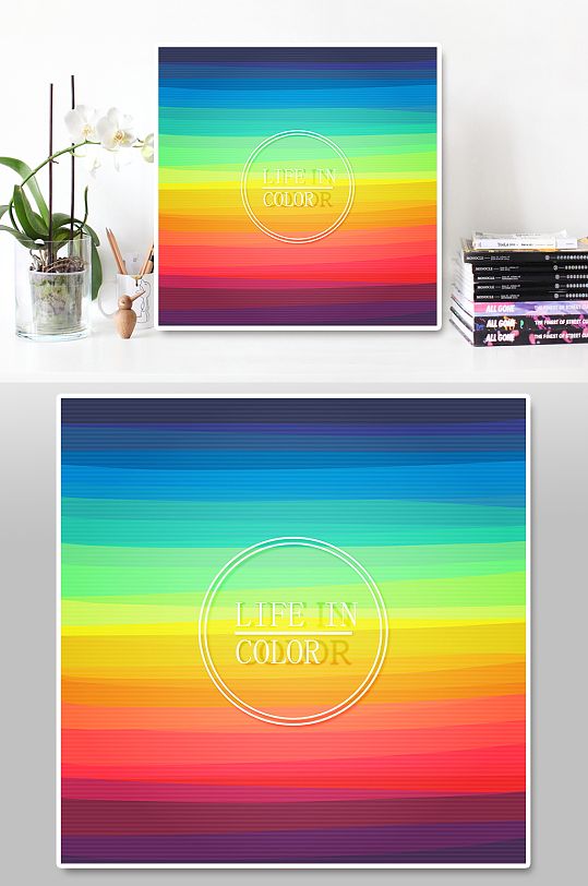 彩虹色水彩渐变底纹背景-众图网