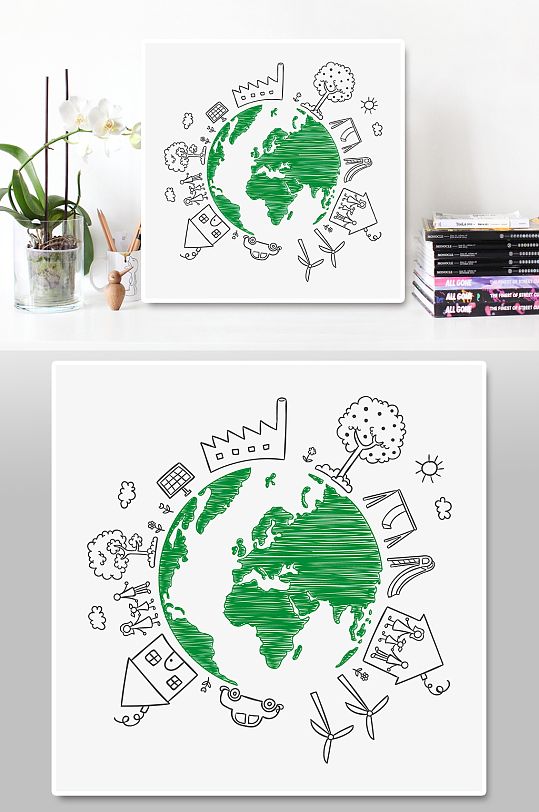 环保手托地球心脏健康海报设计卡通手绘和孩子牵手创意心脏肺部人体