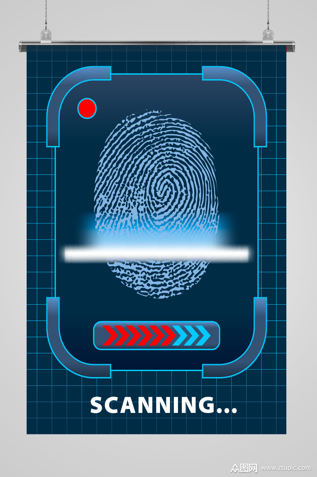 蓝色科技指纹识别背景素材