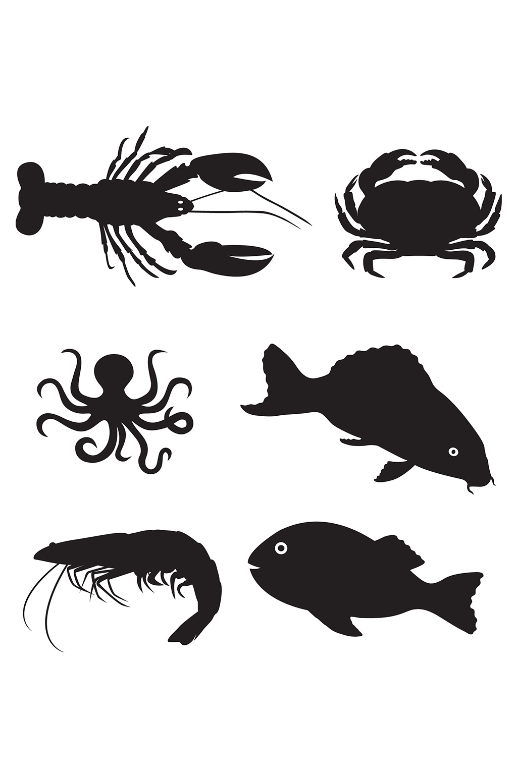 可爱卡通海洋生物剪影素材素材