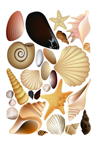 可爱卡通海洋生物海螺素材