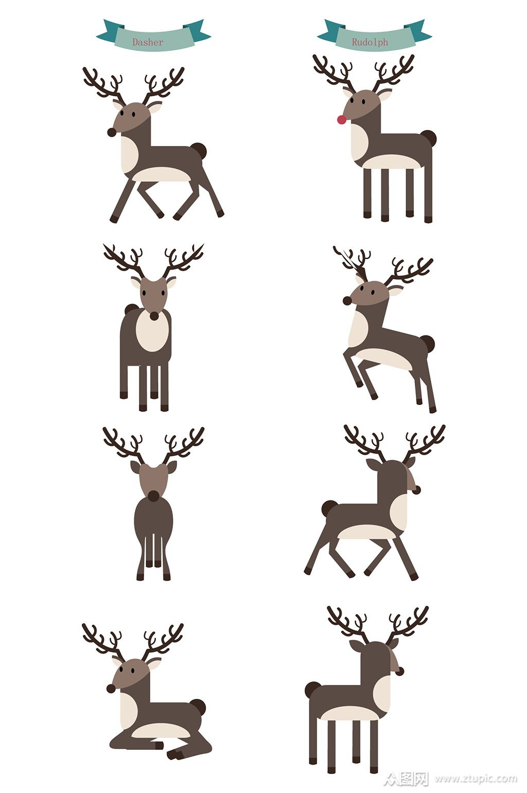 手绘动物圣诞鹿元素