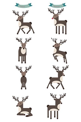 手绘动物圣诞鹿元素