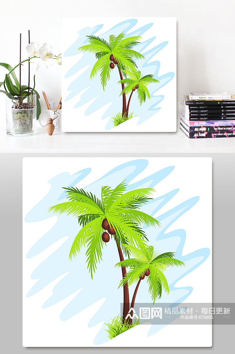 卡通棕榈树椰子树元素素材