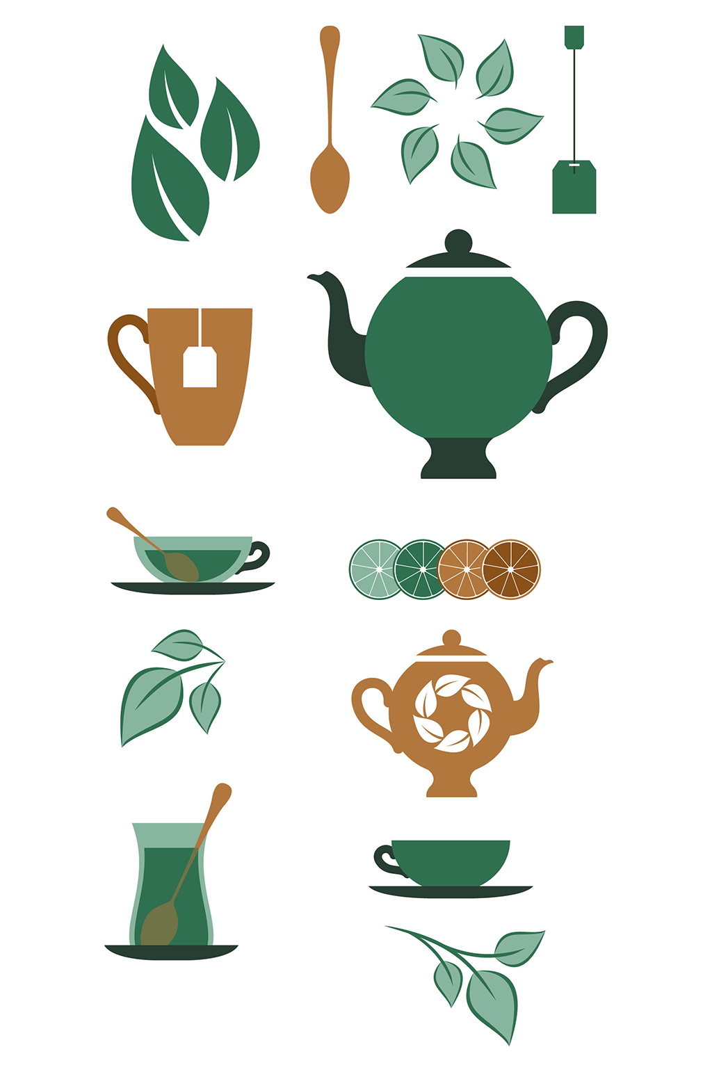 手绘茶饮茶壶插画元素素材