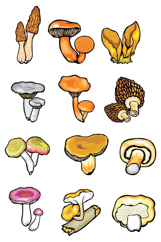 卡通香菇蘑菇菌类素材-众图网
