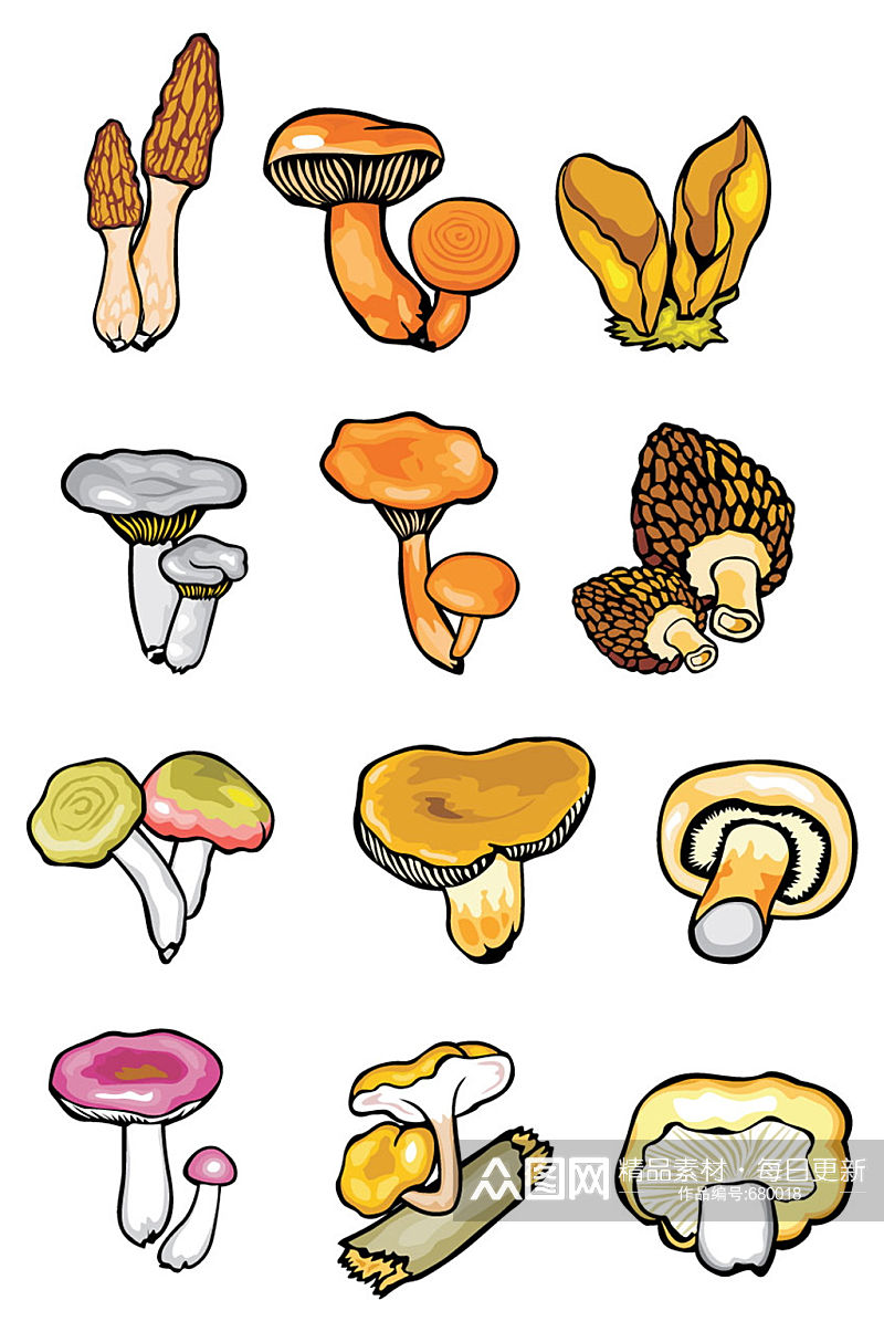 卡通香菇蘑菇菌类素材素材