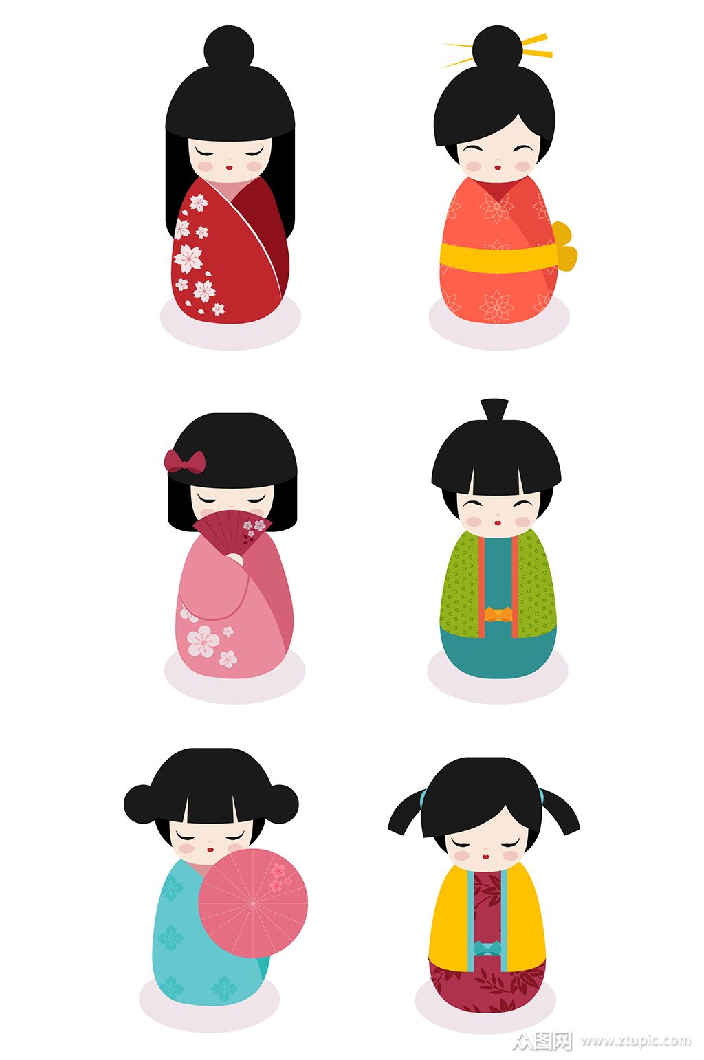 可爱风日本娃娃女孩素材
