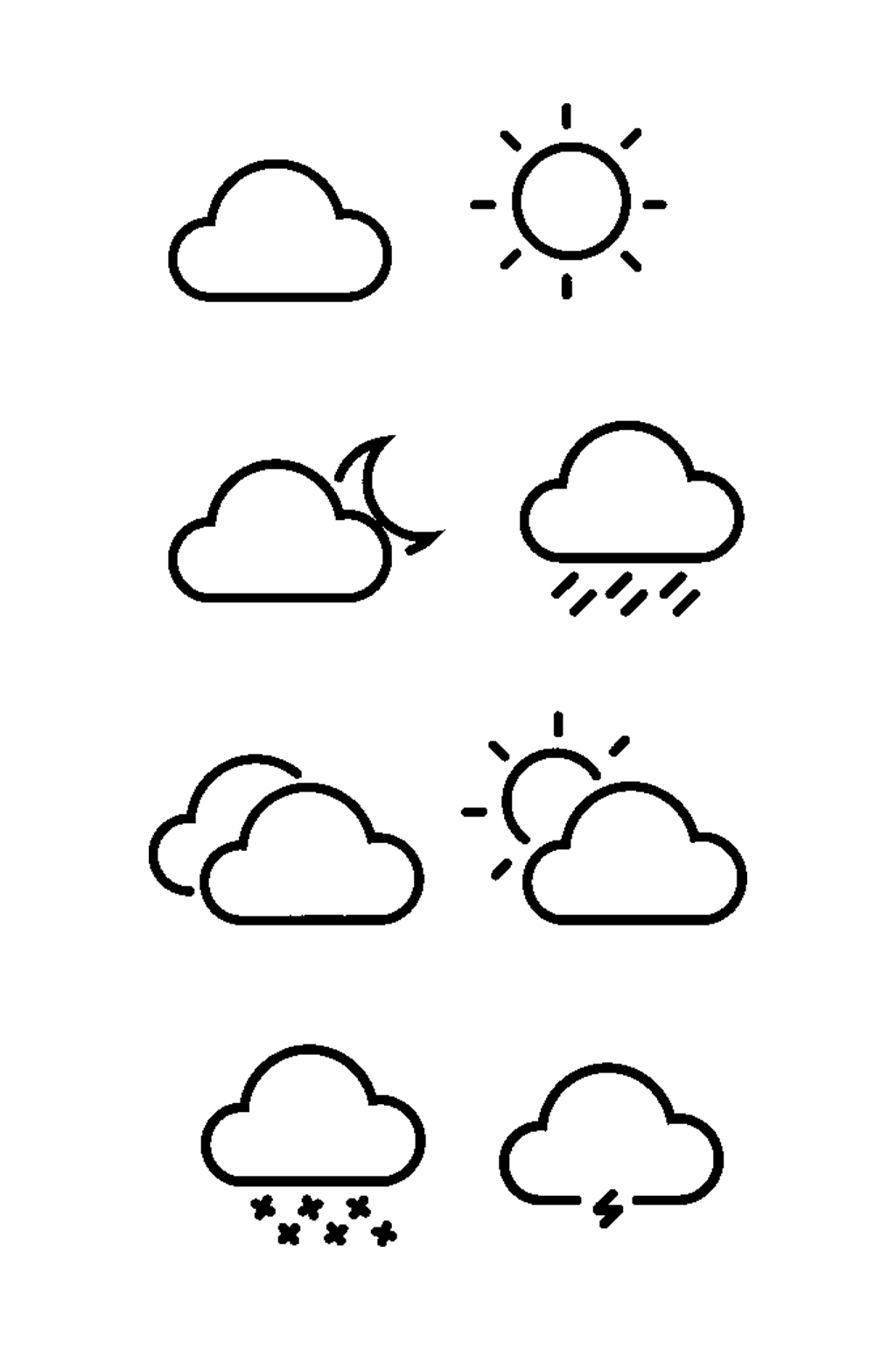 天气符号简笔画 卡通图片