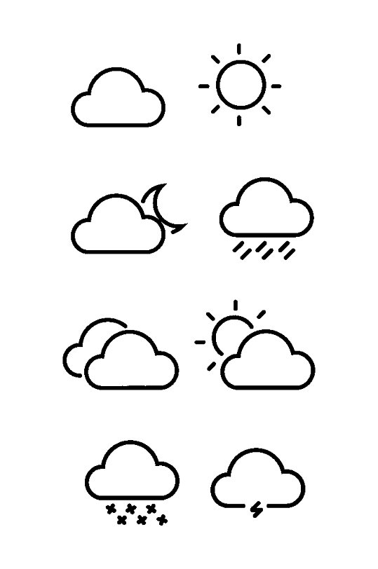 手绘简约天气预报图标