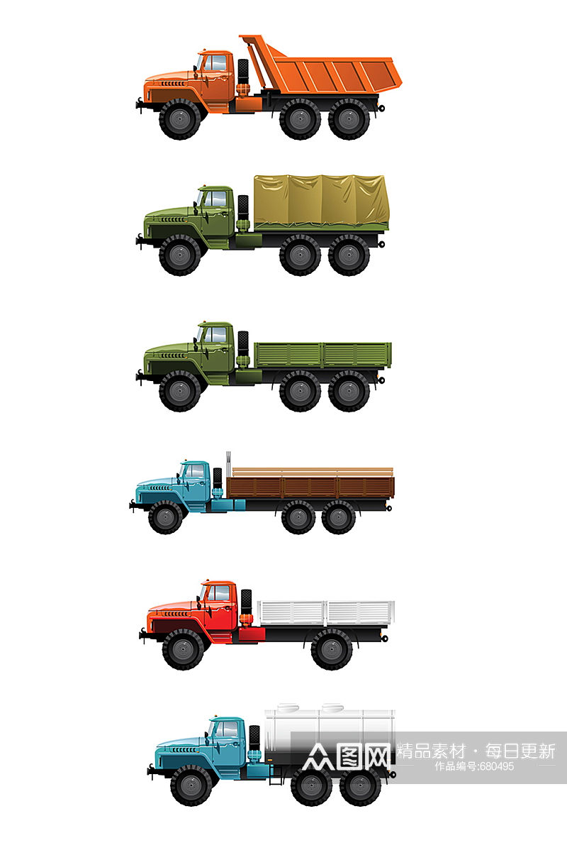 物流运输卡车货车元素 交通工具设计元素素材