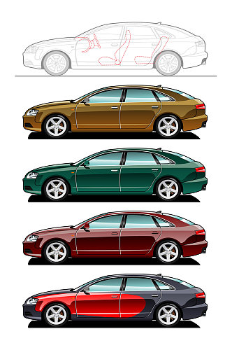 手绘汽车轿车免抠元素