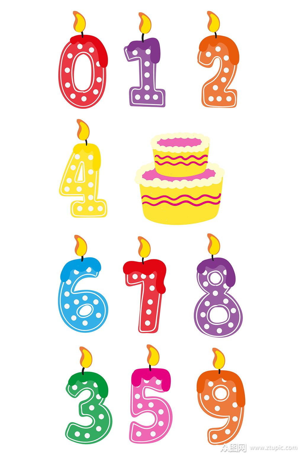 手绘可爱卡通数字 字体生日素材模板下载-编号680548-众图网