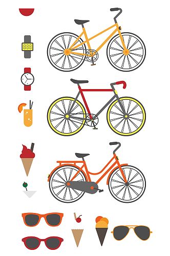 卡通手绘自行车眼镜素材
