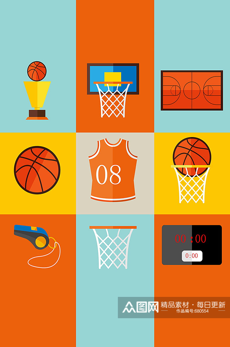 NBA篮球运动图标素材