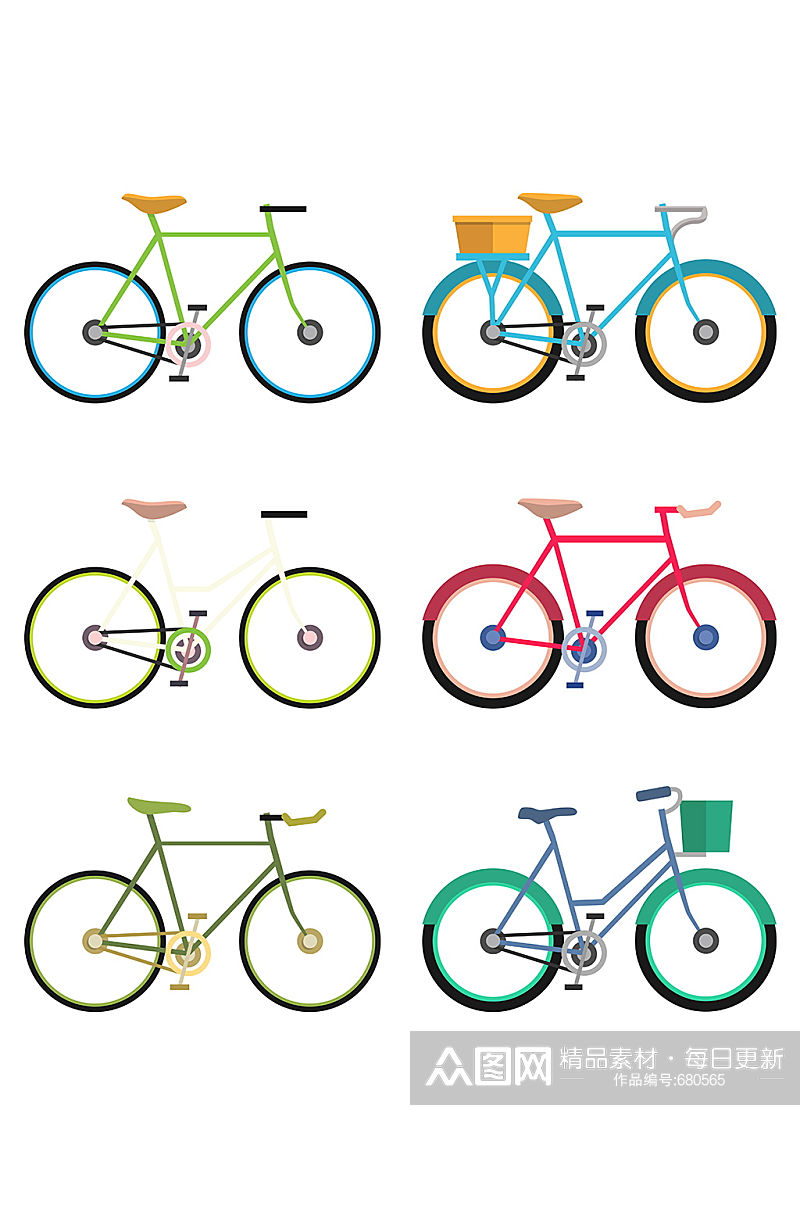 卡通手绘自行车素材素材