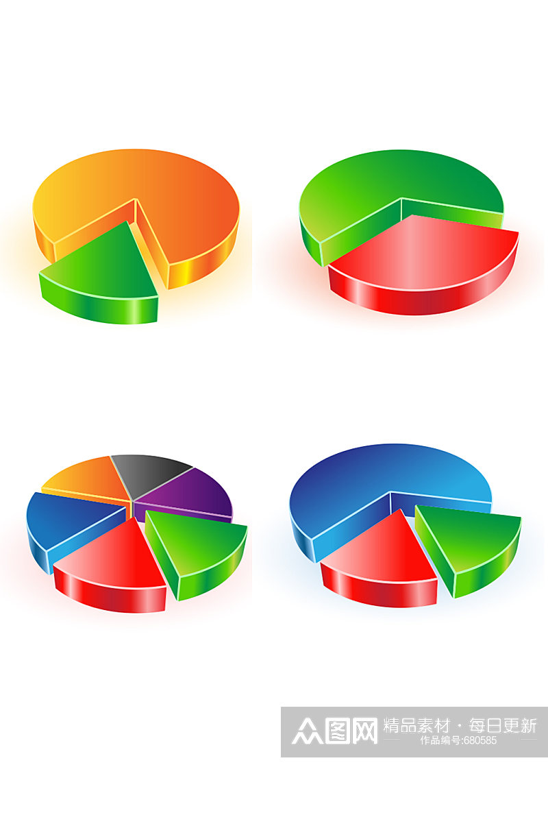 商务矢量数据分析饼状图素材
