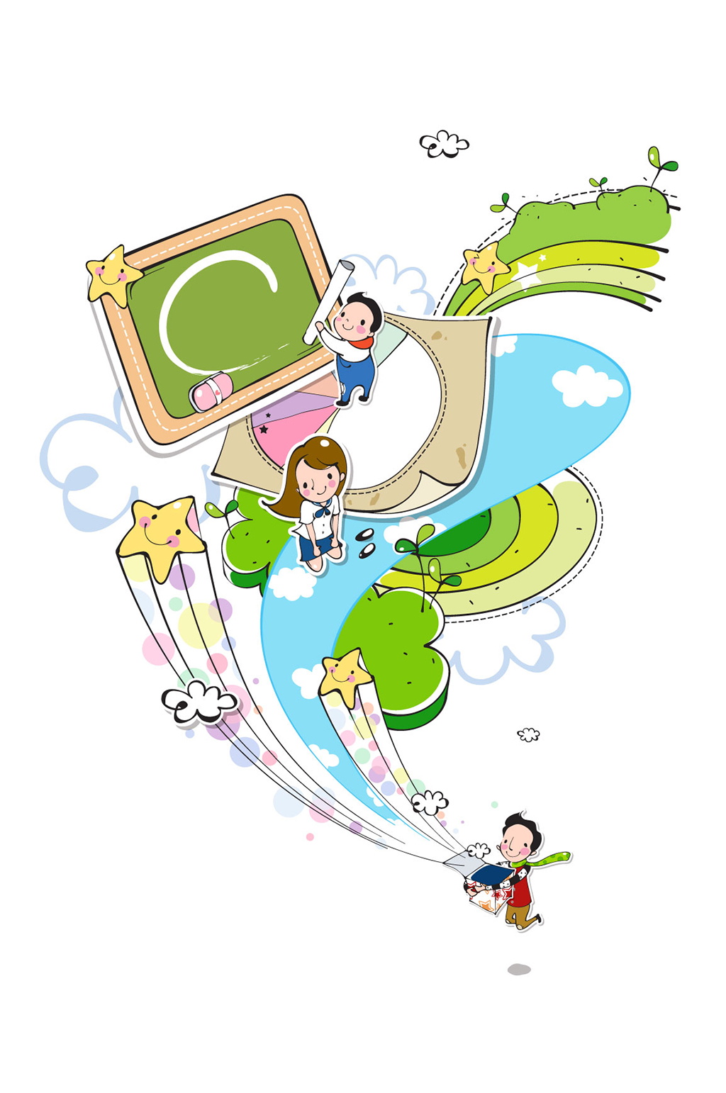 毕业季学生可爱小学生素材
