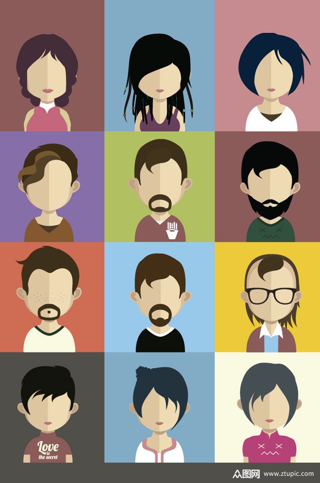 卡通人物头像素材模板下载-编号687418-众图网