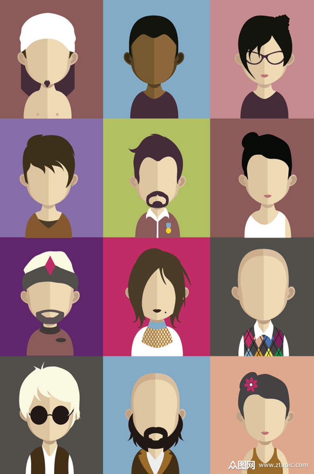 卡通人物头像素材模板下载-编号687419-众图网