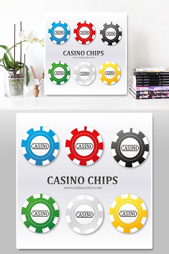 彩色扑克筹码娱乐游戏